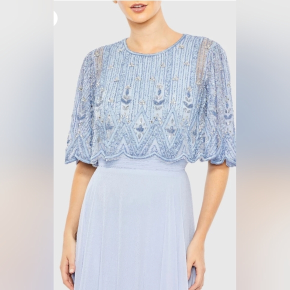 Mac Duggal Beaded Overlay A-Line Gown Powder Blue SZ 20 NWT 9181 $598 - Picture 2 of 15